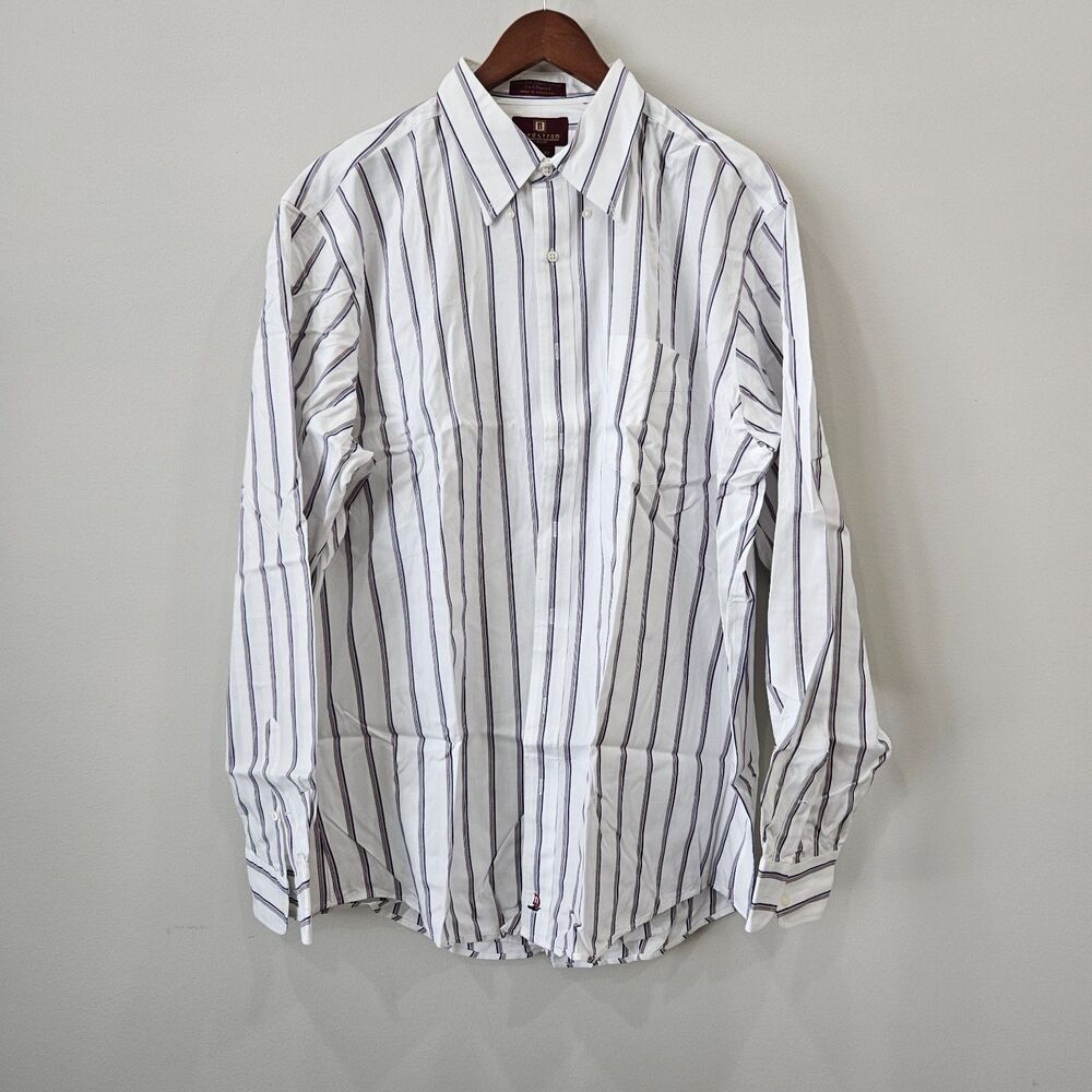 Nordstrom Mens Classic Fit Button Down Shirt XL White Multi Striped Corpcore
